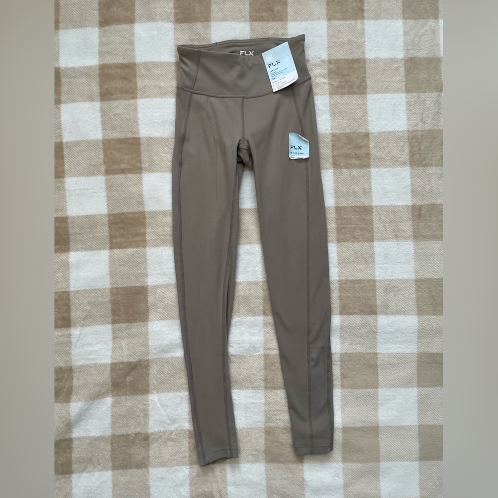 NWT FLX Tan Khaki Leggings size XS High Rise Travel Friendly